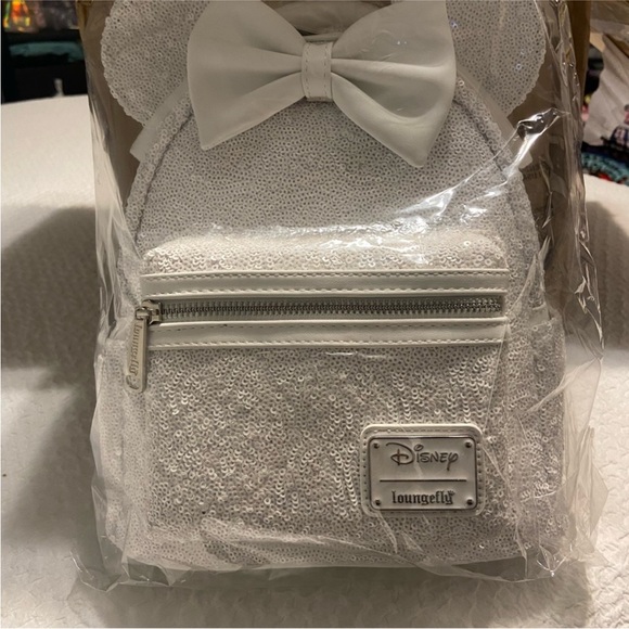 Loungefly white sequin mini backpack‎ main image 4